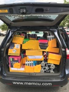 Van with schools supplies