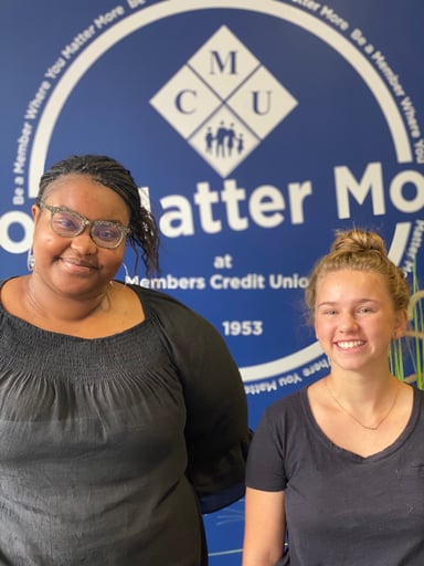 Taylor and Ella pose for picture at Members Credit Union